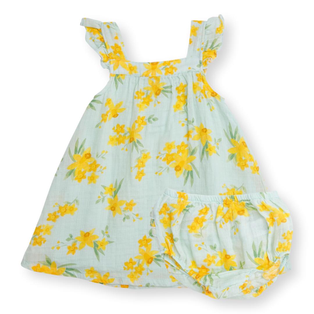 Daffodils Sundress/Diaper Cover Mint
