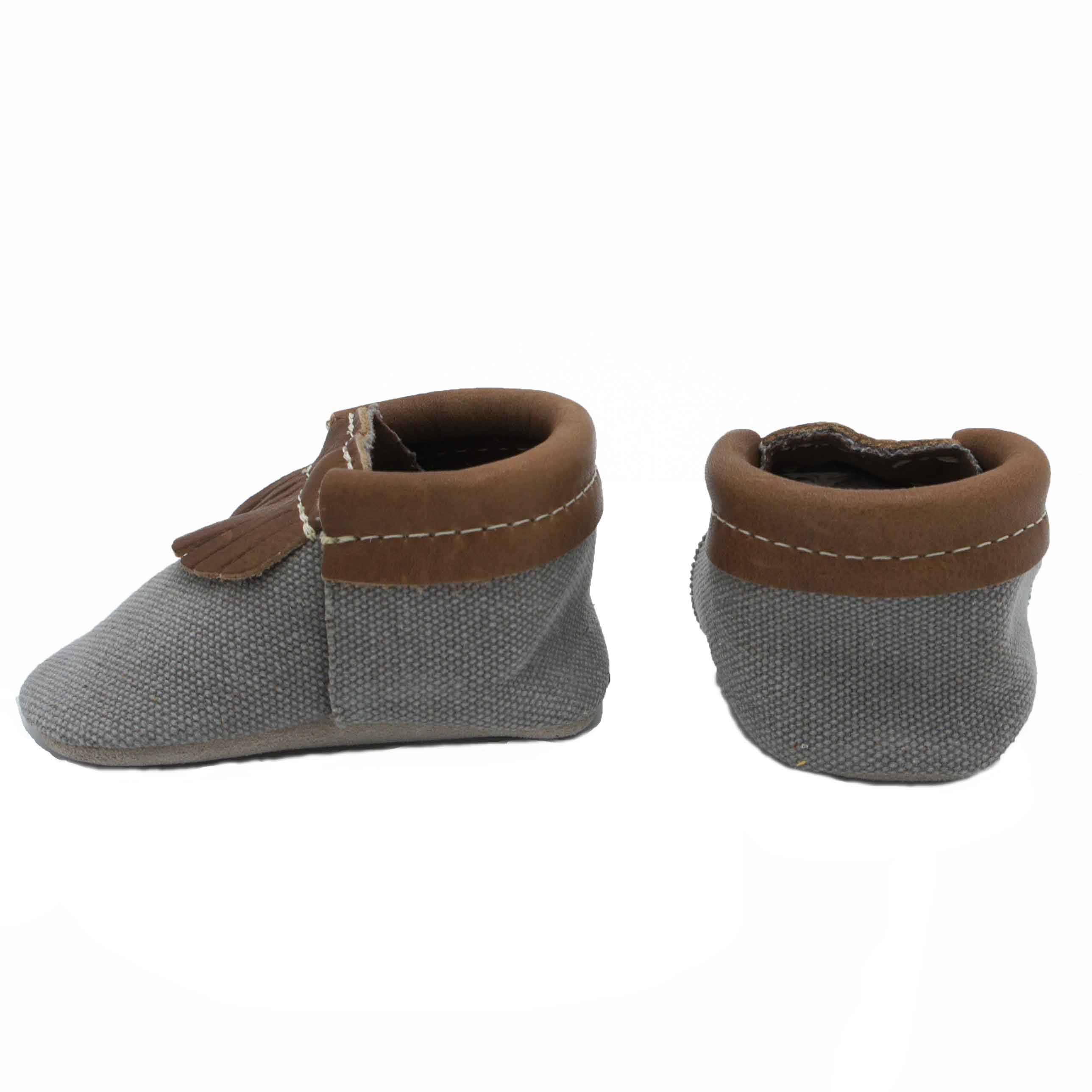 Gray Canvas Moccasin