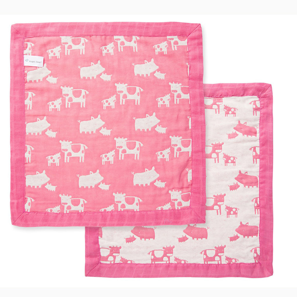 Jacquard Burp Cloth- Pink Farm