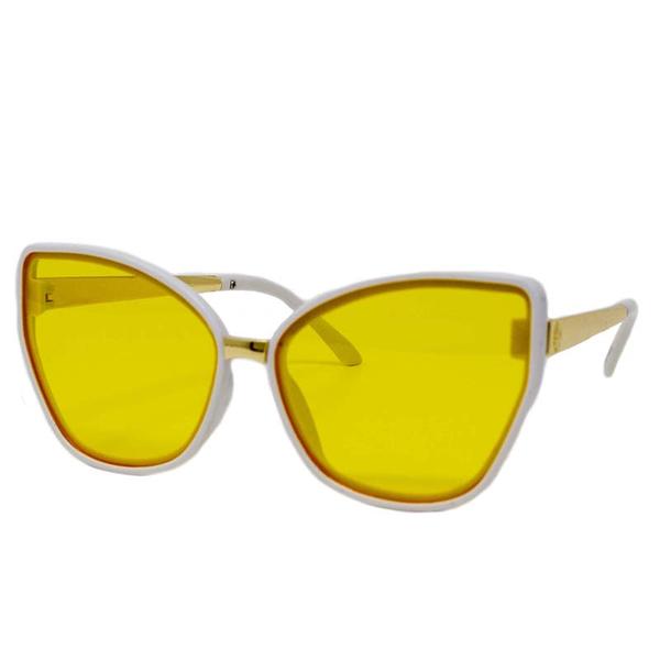Cat Eyes Sunglasses- Yellow/White