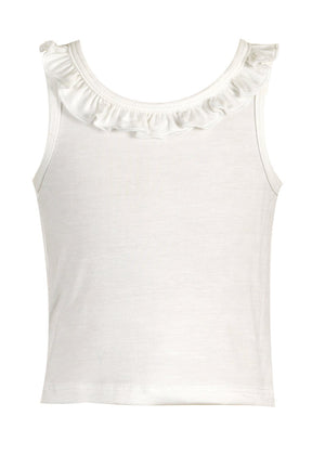 Tank Top with Ruffle- White