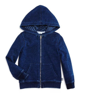 French Terry Lined Double Knit Hoodie- Indigo