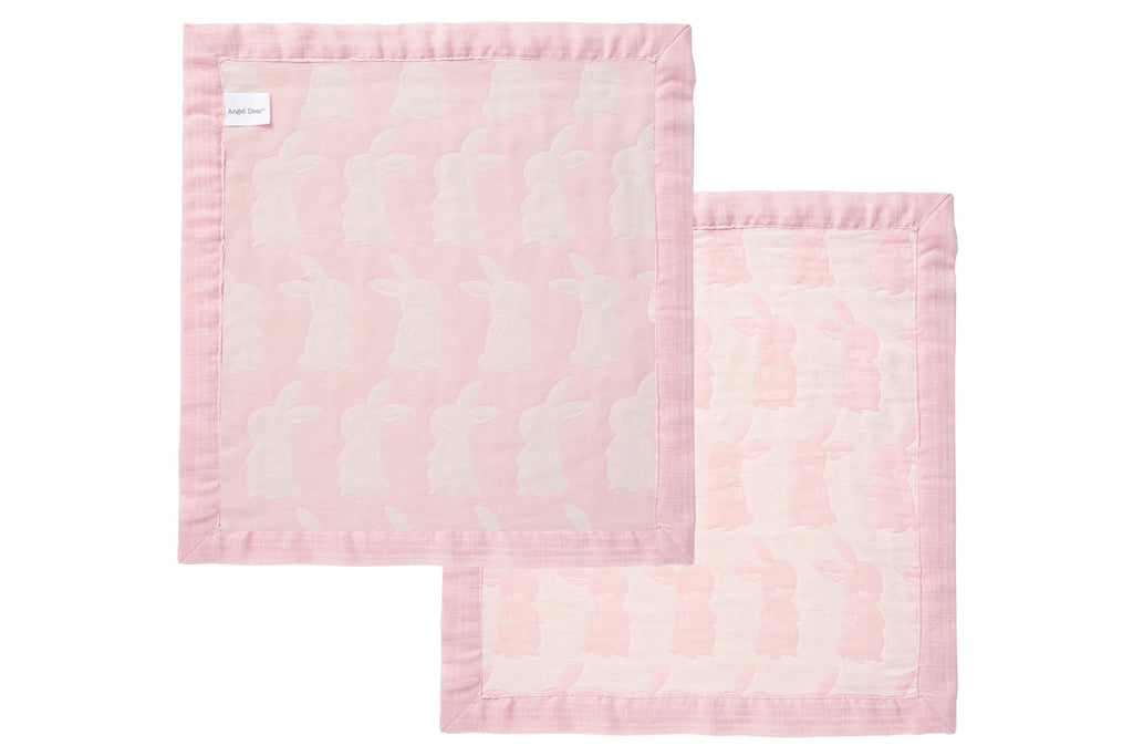 Jacquard Burp Cloth- Pink Bunny