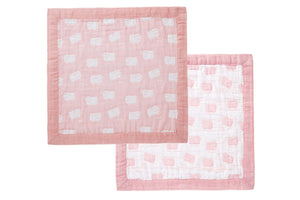 Jacquard Burp Cloth- Pink Sheep