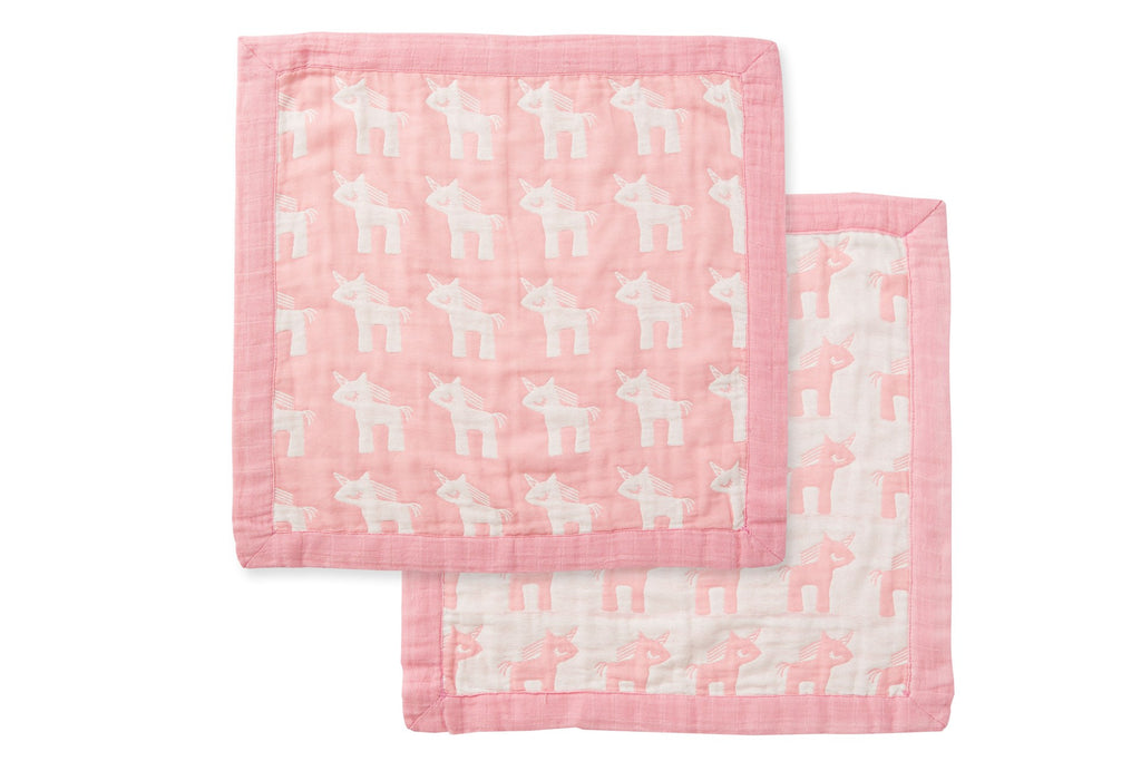 Jacquard Burp Cloth- Pink Unicorn