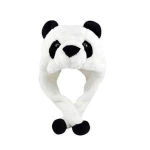 Panda Furry Animal Head Knit Beanie Hat