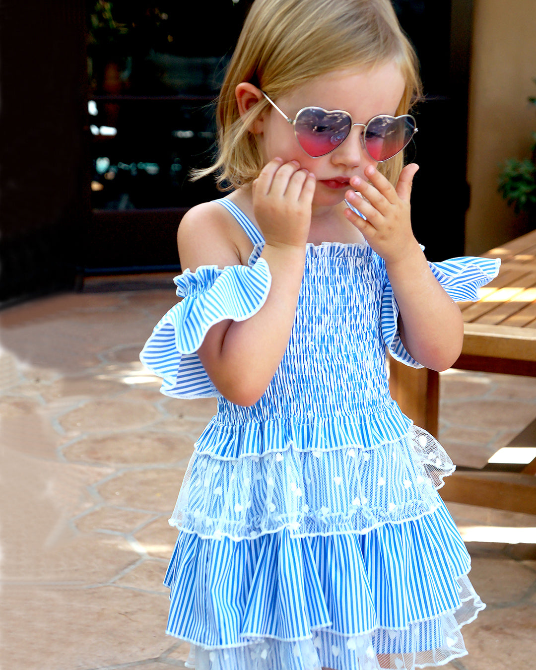 Smocked Top Dress with Ruffled Tiered Skirt
