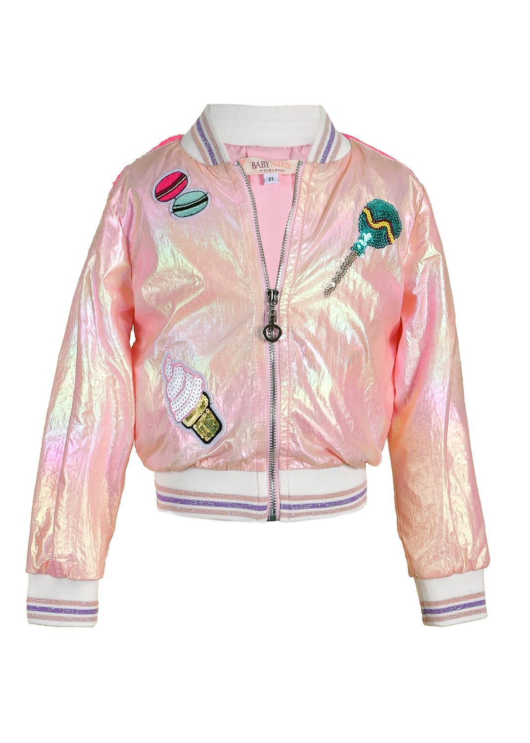 Bomber Jacket- Iridescent with Patch Trim