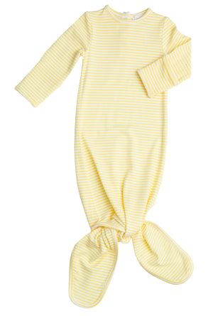 Yellow Stripes Knotted Gown (0-3M)